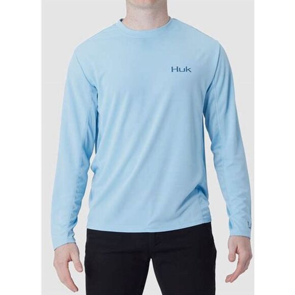Huk Fishing Long Sleeve Shirt Blue Performance UPF Sun Protection Men’s Sm NWT - Picture 1 of 3